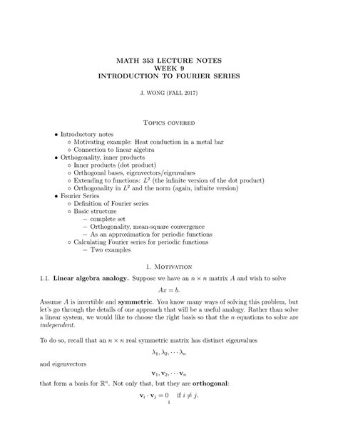 Math 353 Lecture Notes Fourier series .